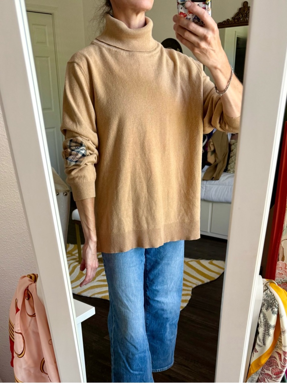 Barbour Pendle Roll Collar Wool Blend Camel Turtleneck US 14 - Picture 3 of 12